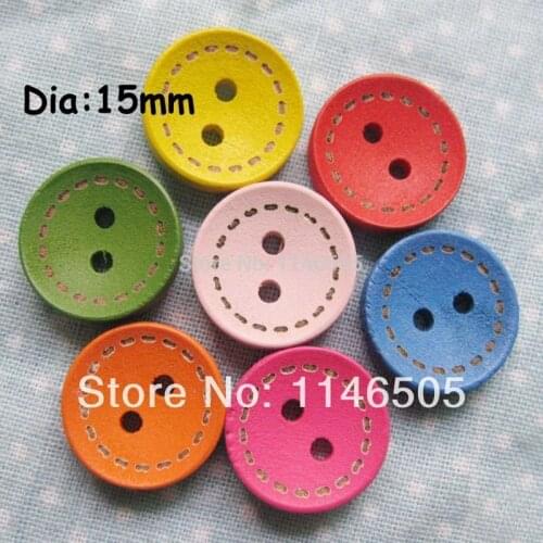 50pcs 15mm Natural good Wood Buttons snaps fasteners For Craft scrapbooking product Kids Buttons decoration