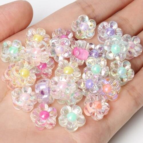 13x6mm Wholesale Mixed AB Plated Acrylic Beads Flower Shape Spacer Beads for Jewelry Making Diy Bracelet Necklace
