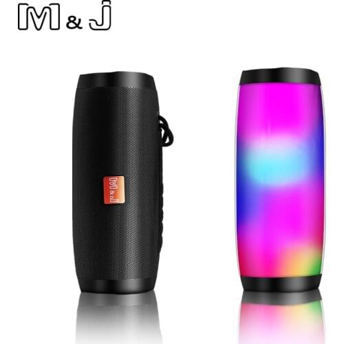 M&J Bluetooth Speaker LED Portable Wireless Speaker Mini Sound System 3D Stereo Music MP3 Player Surround Support TF AUX USB
