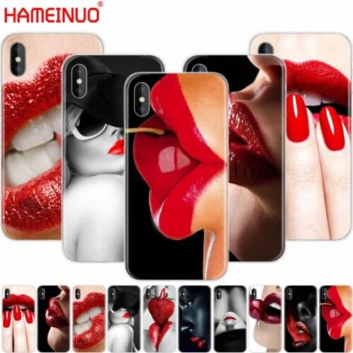 HAMEINUO Red Sexy Lips girl Luxury Korea Monroe cell phone Cover case for iphone X 8 7 6 4 4s 5 5s SE 5c 6s plus