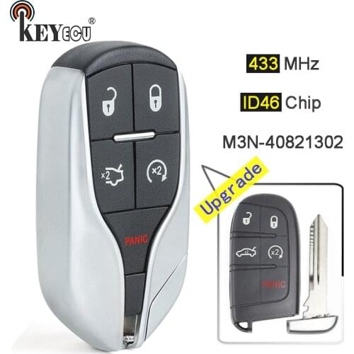 KEYECU 433MHz ID46 Chip M3N-40821302 Upgraded 4+1 5 Button Smart Remote Key Fob for Chrysler 300 Dodge Challenger Fiat 500L