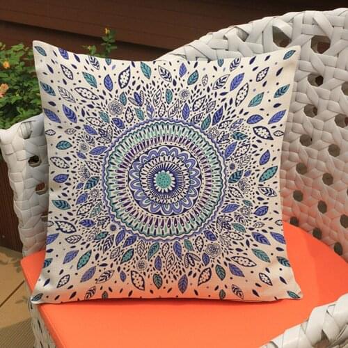 Bohemian Mandala Meditation Decorative Sofa Throw Pillows Cotton Linen Mediterranean Turkish Style Cushion Cover Pillow Cases