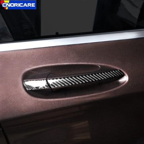 Carbon Fiber Outside Door Handle Decoration Stickers Trim For Mercedes Benz C Class W204 2007-2014 Exterior Styling Accessories