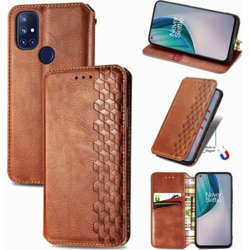 For Oneplus Nord 5G 8T N10 N100 Lattice PU Leather Flip Wallet Magnetic Closure Phone Case Cover