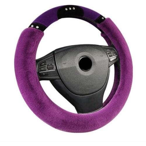 DONYUMMYJO New crystal Plush Car Steering Wheel Cover Comfortable Anti-slip For 38CM Car Styling Steering-wheel