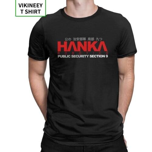 Ghost in The Shell Hanka Robotics Section 9 T Shirt Men Print Graphic Tops Short Sleeve Novelty T-Shirt O-Neck 100% Cotton Tees