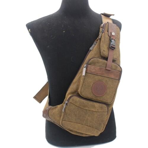 Men Canvas Sling Backpack Rucksack Travel Multi-purpose Shoulder Cross Body Messenger Chest Pack Bag Knapsack