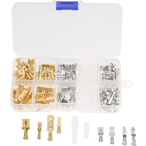 150PCS/BOX Insulated Electrical Wire Crimp Terminals Male Female 2.8mm 4mm 4.8mm 6.3mm Spade Connectors Assortment Kit With Box