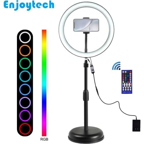 30cm Colorful RGB LED Ring Flash Lamp with Mount Holder for iPhone Samsung Xiaomi Mobile Phones Stands Tripod for Video Bloggers