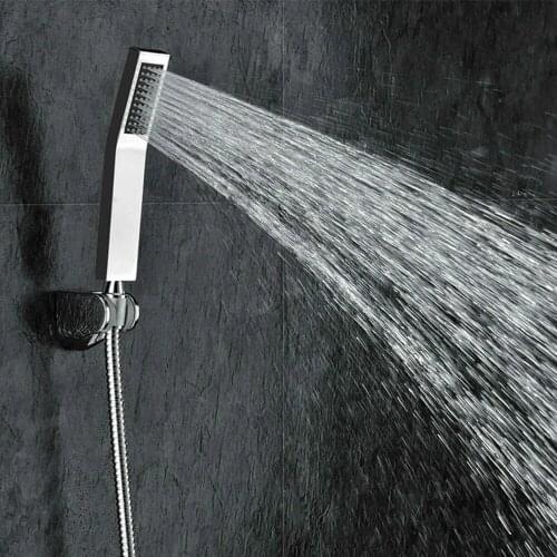 Square Brass Hand held Shower Head with holder and 1.5m hose, Chrome 03-090