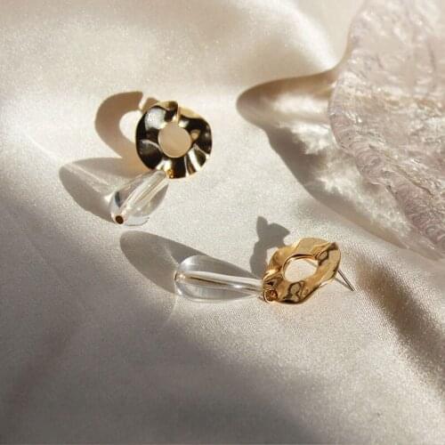 Fashion Simple Circle Gold-plated Earring Bump Shape Temperament Rhinestones Earrings For Women Party Wedding Jewelry Gift