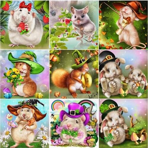 DIY Animal Painting Diamond Full Round Drill Rhinestone Embroidery Beaded Pictures Cross Stitch Kit Wall Art Handmade Decor