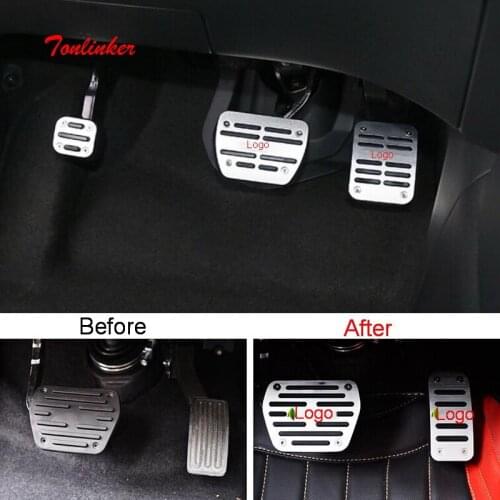 Tonlinker Interior Gas/Brake/Parking pedals Cover Stickers for Nissan Murano 2015-19 Car styling 3 PCS Aluminum Cover stickers