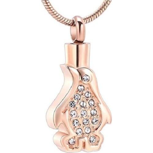 IJD23 Adorable Penguin Pet Ashes Pendant Cremation Jewelry for Animal Ashes Holder,Tiny Penguin Urn Necklace for Women