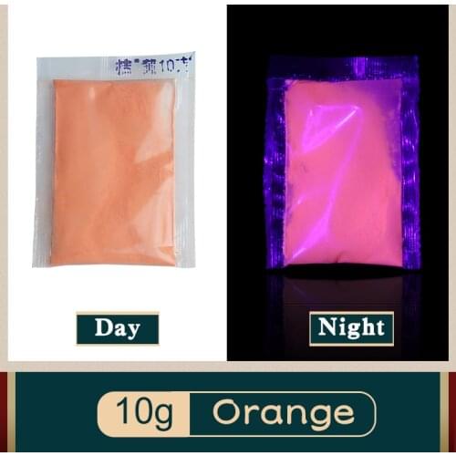 Orange Luminous Powder Pigment Glow In The Dark Paint DIY for Halloween Christmas Party Decorations Fluorescence 10g