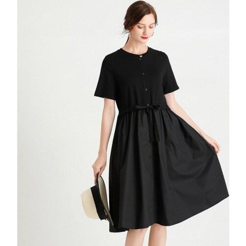 Temperament Dress Womens 2021 Summer New Loose Fahsion Elegant Dress Show Thin Patchwork Plus Size Short Sleeve Midi Dresses