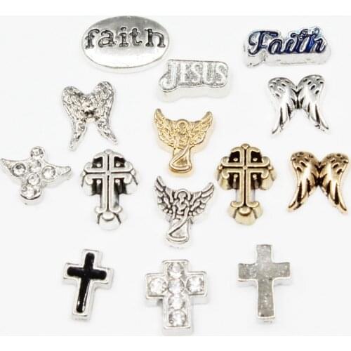 20pcs/lot Faith Angels The Cross Jesus The Virgin Enamels Floating Charms For Glass Lockets Memory Pendant Jewelry