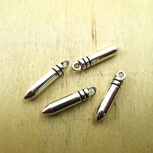20pcs--24x5mm Bullet Charms 3D Bullet Charm pendants DIY necklace/ bracelets charms antique silver tone