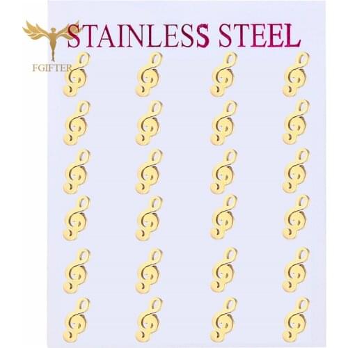Wholesale Stud Earrings Gold Stainless Steel Jewelry 12 Pairs Earings Set Music Note Design Women Girls Accessory Gifts
