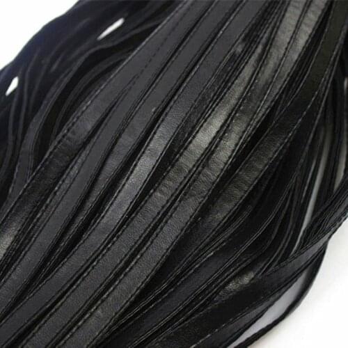 Sisi Crafts Tape Double Face 1cm Flat Leather Cord Matt Black Shiny White 10mm Stitched Faux PU Ribbon Trim DIY Collar Accessory