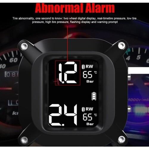 Tire Pressure Monitoring System with 2 Tmps Sensor for Motorcycle Car RV
