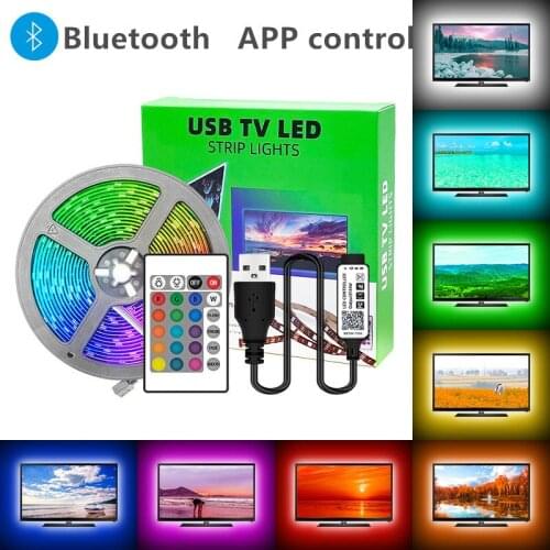 RGB LED Strip Lights Bluetooth USB 5V 5050 SMD Luces LED Lights for Bedroom 2M 3M 5M TV Desktop PC Screen Decoration Lighting