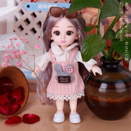 16cm Sweater Winter Clothes Moveable Joint Princess Doll With Wig Kids Play House Toy Girl Gift