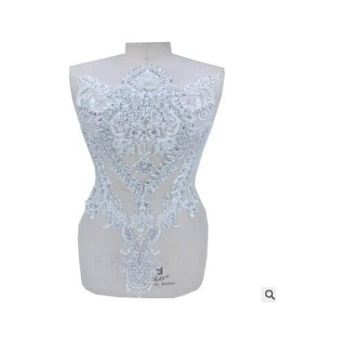Heavy Work Hand Beaded Hot Diamond Lace flower Accessories Three-dimensional Wedding Dress Costumes Decorative Decals