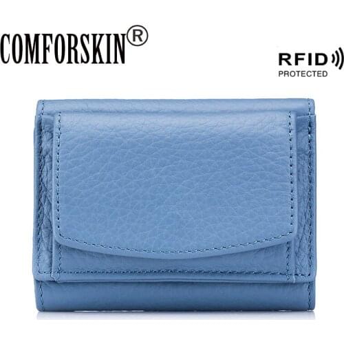 COMFORSKIN Genuine Leather Mini Wallet For Women Dropshipping New Arrivals Fashion Style Girls Coin Purse Multi-function Purse