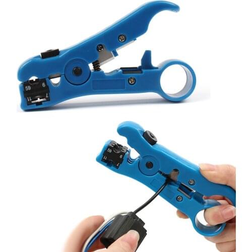 Universal Cutter Stripper Wire Cable for Flat or Round UTP/STP RG59/6/7/11 Wire Coax Coaxial Stripping Tool