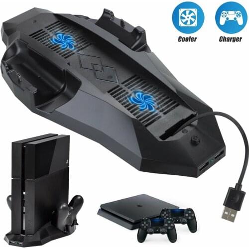 Vertical Stand For Sony PS4 with Cooling Fan 2 Controller Charging Dock Station