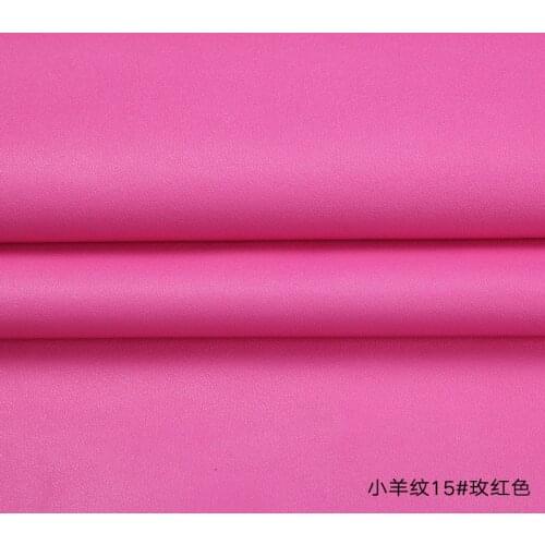 High Quality Micro Sheep pattern 15# Rose PU Leather fabric with little elastic for furniture clothes bag material(50x138cm)