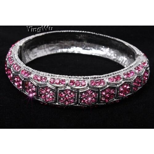 Yingwu Rhinestone Wedding Bridal Shiny Women Crystal Silver Charming Delicate Bracelet Hot Bangle Jwelry Gift
