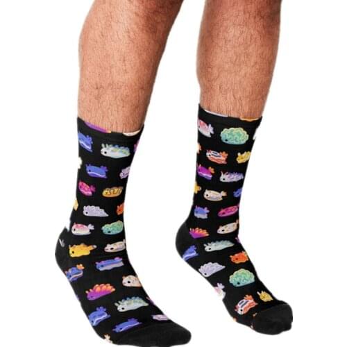 2021 Funny Mens socks color Sea Slug Day Pattern Printed hip hop Men Happy Socks cute boys street style Crazy Socks for men