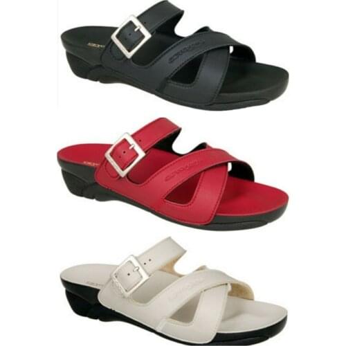 Women Slippers Marina-6 2021 Single Buckle Casual Flat Sandal Home Street Adult Faux Leather Summer Winter Solid Orthopet Shoes