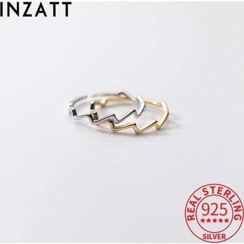 INZATT Real 925 Sterling Silver Minimalist Wave Resizable Ring For Fashion Women Party Punk Fine Jewelry Accessories