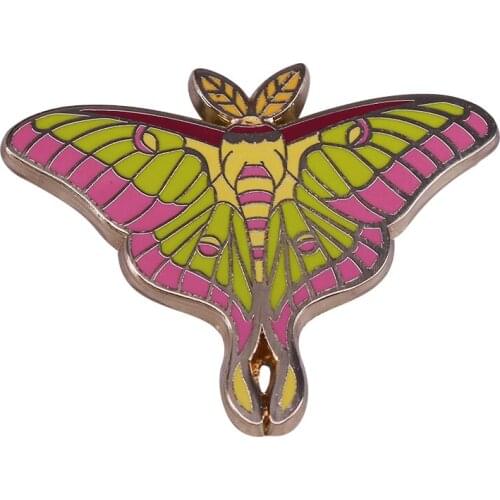 A hard enamel pin designed after a rare and beautiful hybrid moth