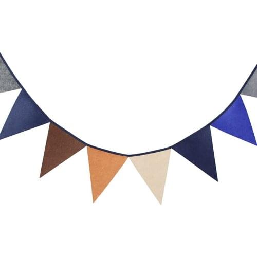 1Pcs 2.8M Length 12 Flags Brown Non Woven Fabric Wedding Banner Birthday Party Decoration Nonwoven Pennant Baby Room Deco Flags