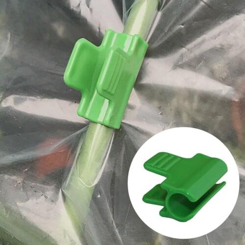 10pcs Gardening Plastic Film Buckle Clip Green Pipe Clamp Stakes Greenhouse Row Cover Insect Net Fixing Clamp Clip Supplies