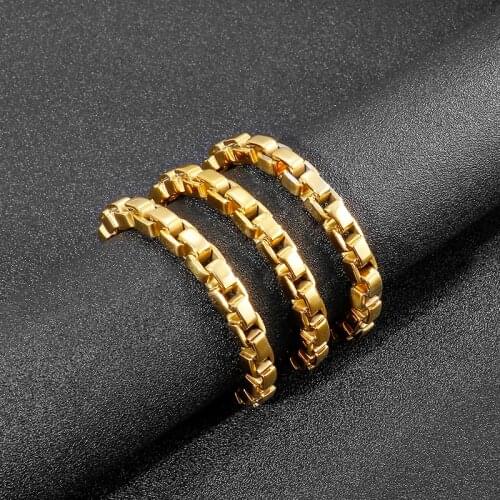 133g Heavyweight Golden Stainless Steel Huge Heavy Large 7mm Box Link Chain Necklace 24 inches Casting Biker Chain Nice Gifts