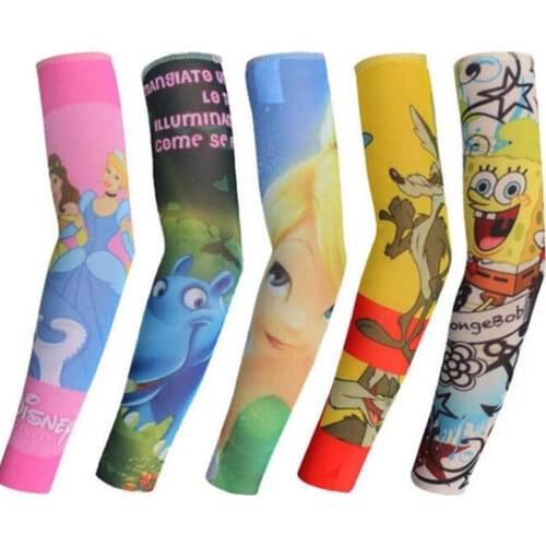 5pcs kids cool Cartoon driving sunscreen Child arm sleeve cycling temporary flash tattoo Stretchy scorpion fake tattoo sleeves