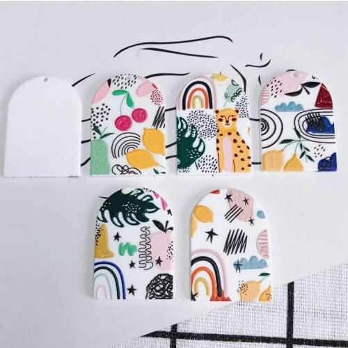 DIY jewelry accessories wholesale resin acrylic patch simple embossed printing small pendant earring material accessories