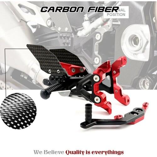 Carbon Fiber CNC Aluminum Adjustable Motorcycle Foot Pegs Rest Rearset Rear Set Footrest for BMW S1000RR 2019-2020