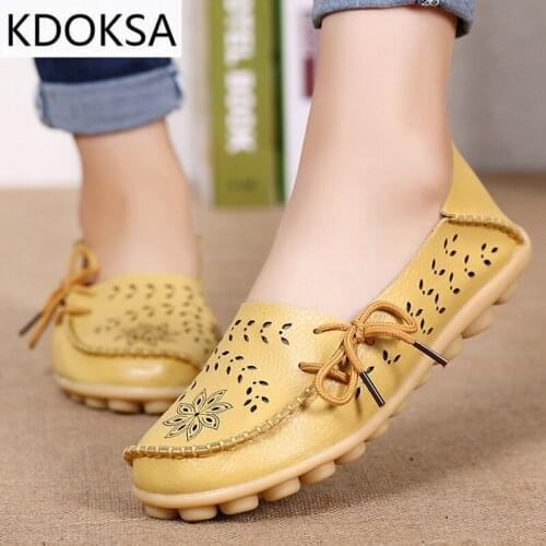 Womens Ballet Flats Genuine Leather Shoes Woman Slip On Loafers Flats Soft Oxford Shoes Casual Sapato Feminino Plus Size 44