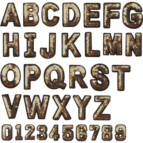 Sequin Embroidery Letters Patches Clothing Stickers Alphabet Numbers Embroidered Labels Iron on Patches for Clothes Pants Patch