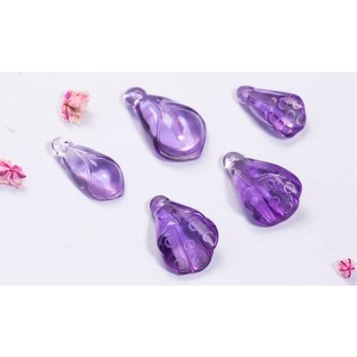 One pieces loose beads AMETHYST CARVED MAGNOLIA FLOWER/LOTUS PENDANT for DIY jewelry making FPPJ wholesale