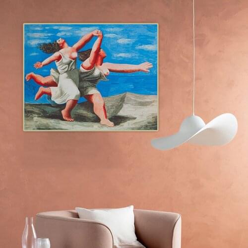 Citon Pablo Picasso《Two Women Running on the Beach》Canvas Art Oil Painting Artwork Decorative Picture Wall Decor Home Decoration