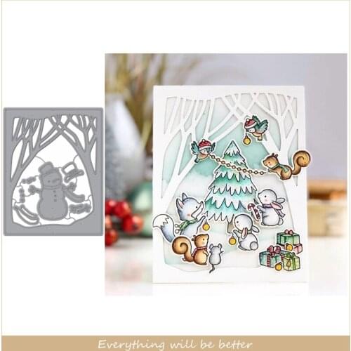 Tree Forest Snowman Winter Christmas Frame Metal Cutting Dies Die Cut Decorate Cards For Scrapbook Craft New Template 2020 Dies
