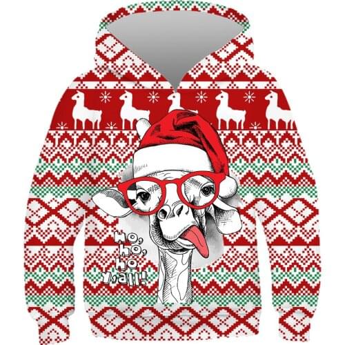 Papertiger Childrens Size Casual Hoodie Red Eyes Hat Alpaca Print Fun 3d Sweatshirt