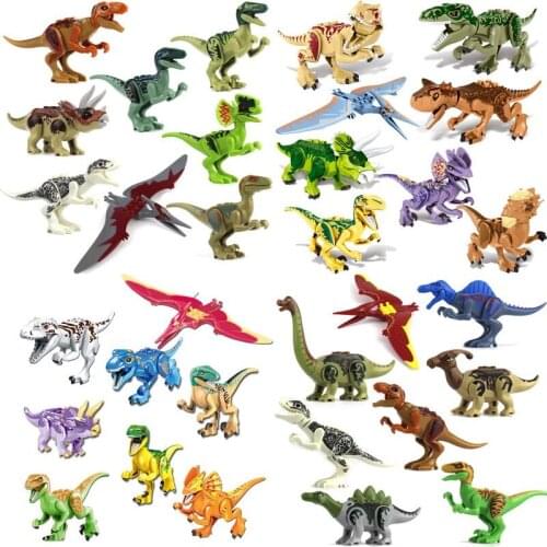 Jurassic Dinosaurs World Building Blocks Toys Velociraptor T-Rex Triceratops Assembles Animal Bricks Toys for Boys Children Moc